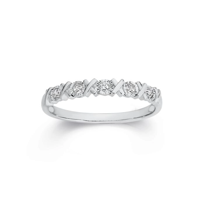 9ct White Gold Diamond Hugs & Kisses Band