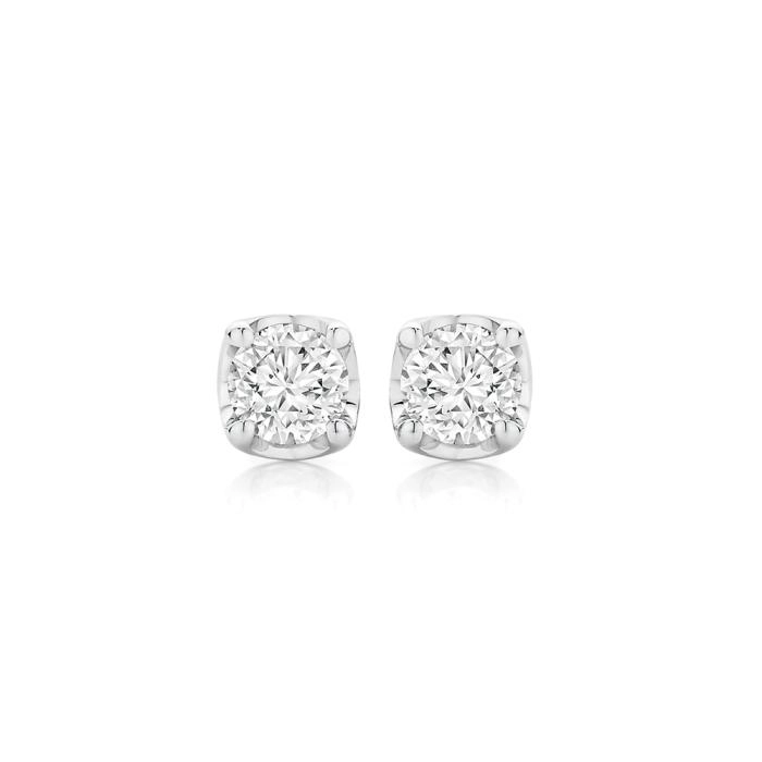 9ct White Gold Diamond Solitaire Stud Earrings