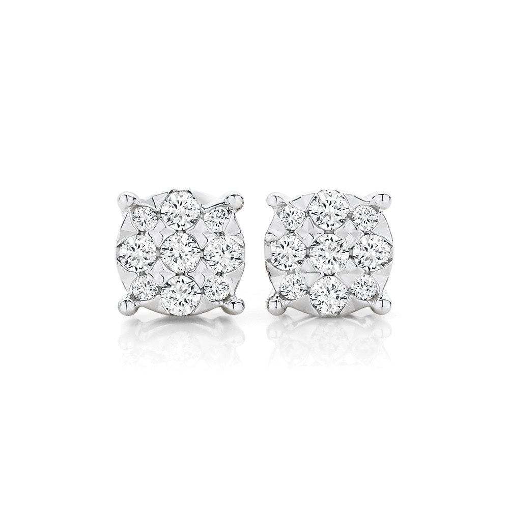 9ct Yellow Gold Diamond Stud Earrings