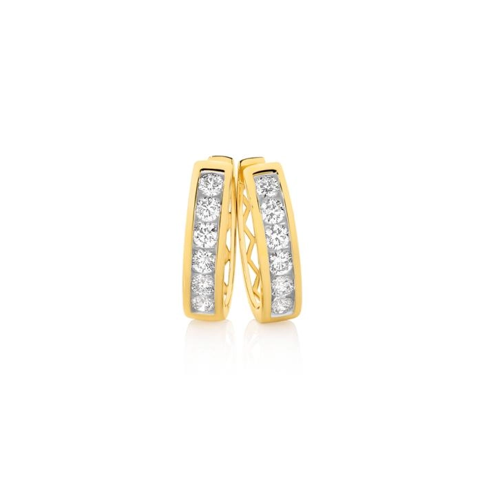 Alora 10ct Gold 1 Carat TW Lab Grown Diamond Huggie Earrings