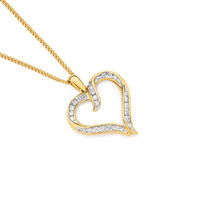 Alora 10ct Gold 1/2 Carat TW Lab Grown Diamond Open Heart Pendant