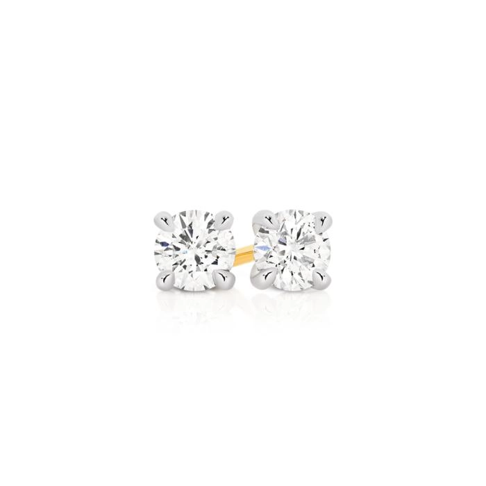 Alora 14ct Yellow Gold 1/2 Carat TW Lab Grown Diamond 4 Claw Stud Earrings