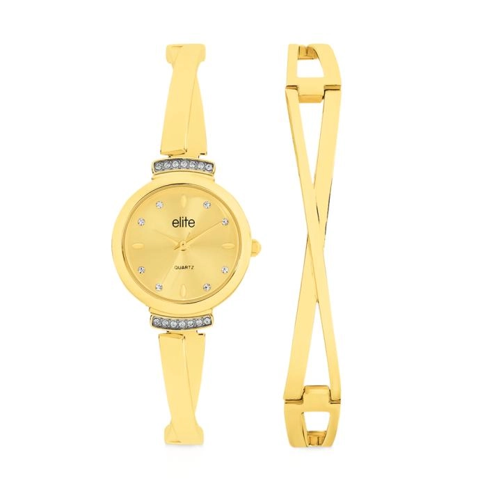 Elite Ladies Watch & Bracelet Set