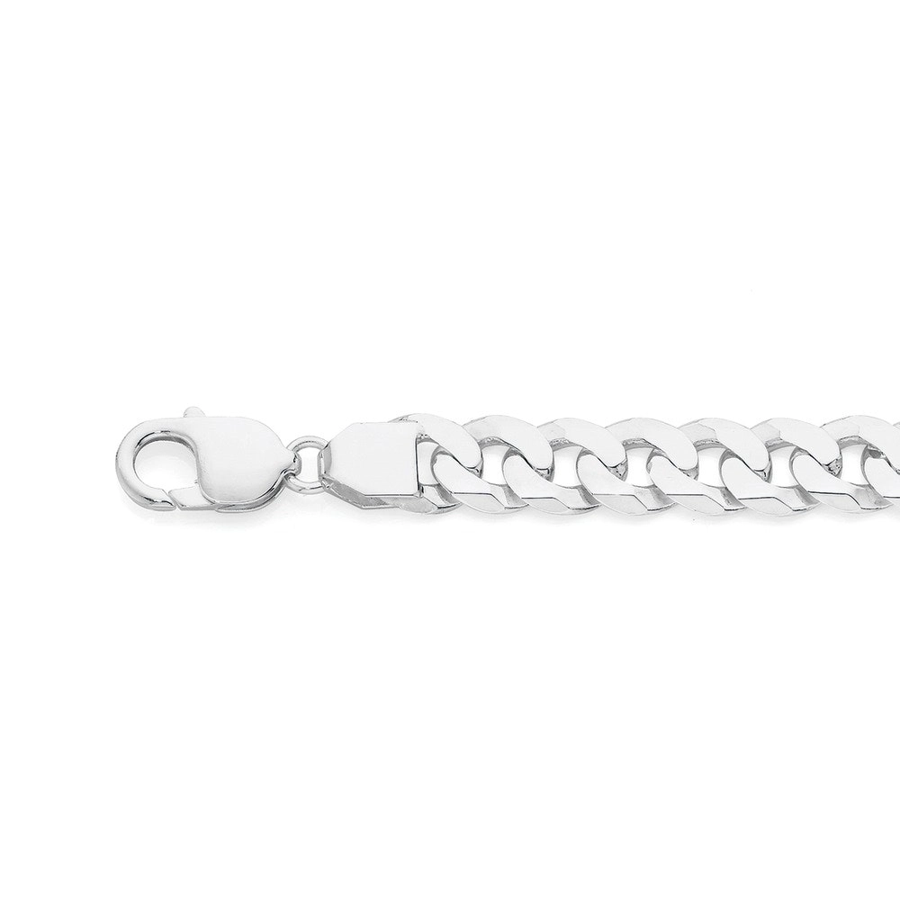 Italian Made Sterling Silver 21cm Flat Curb Gents Bracelet