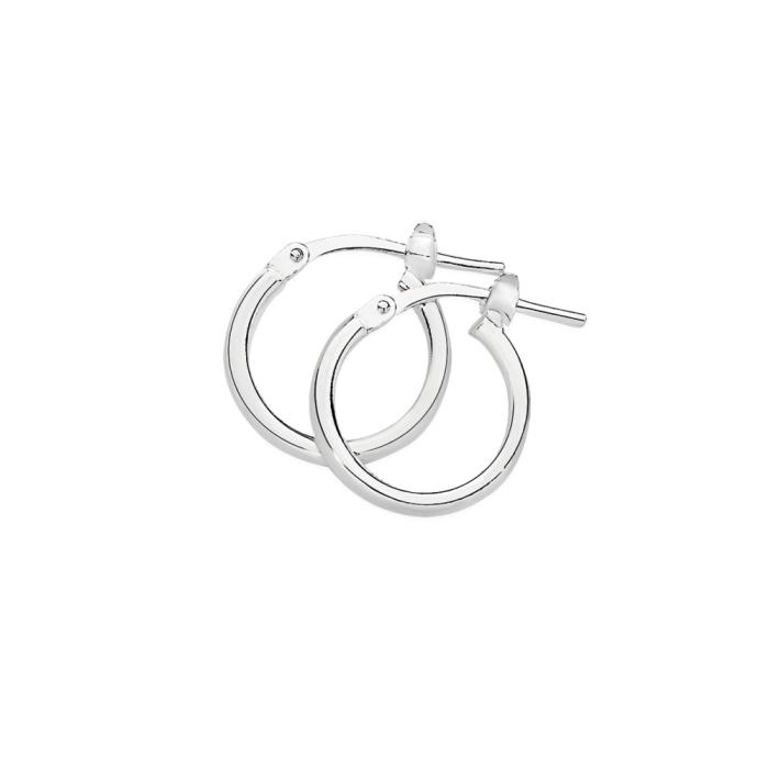 Sterling Silver 10mm Round Plain Tube Hoop Earrings