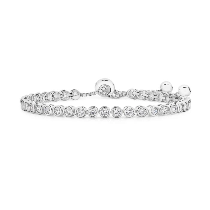 Sterling Silver 3mm Bezel Cubic Zirconia Tennis Friendship Bracelet