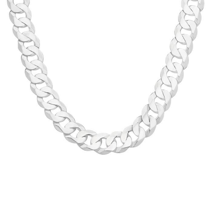 Sterling Silver 55cm Solid Bevelled Curb Gents Chain