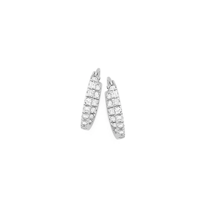 Sterling Silver Cubic Zirconia Inside Out Hoop Earrings