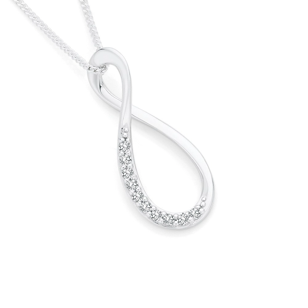 Sterling Silver Cubic Zirconia Open Loop Drop Pendant