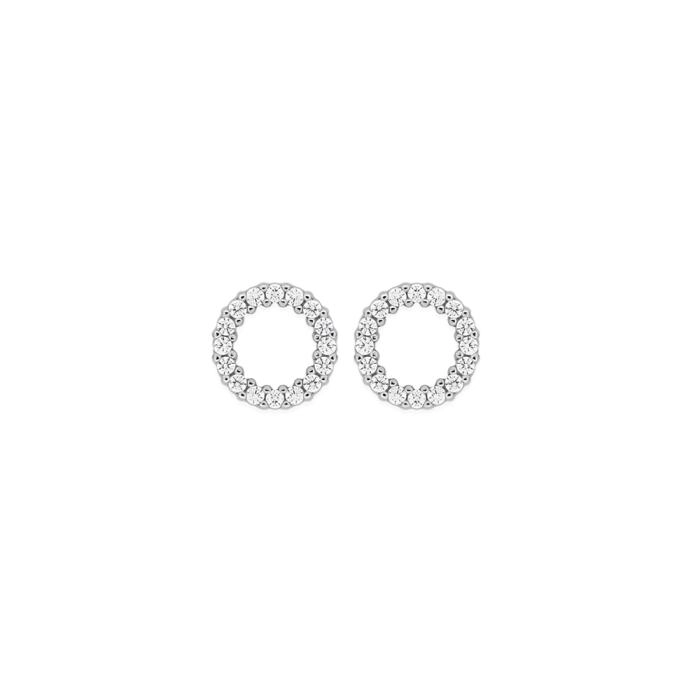 Sterling Silver Fine Cubic Zirconia Circle Stud Earrings