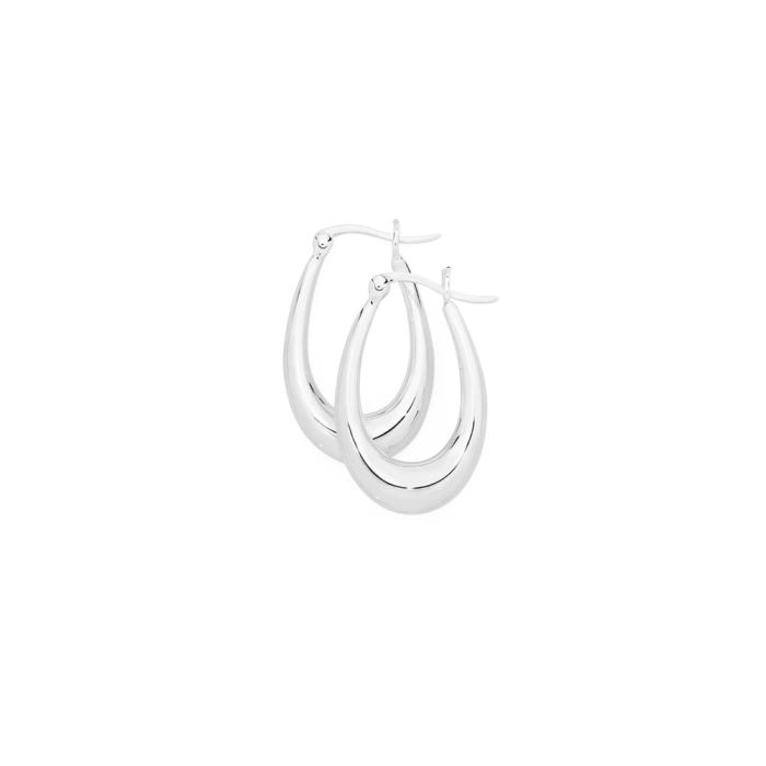 Sterling Silver Polished Oval Creole Earrings