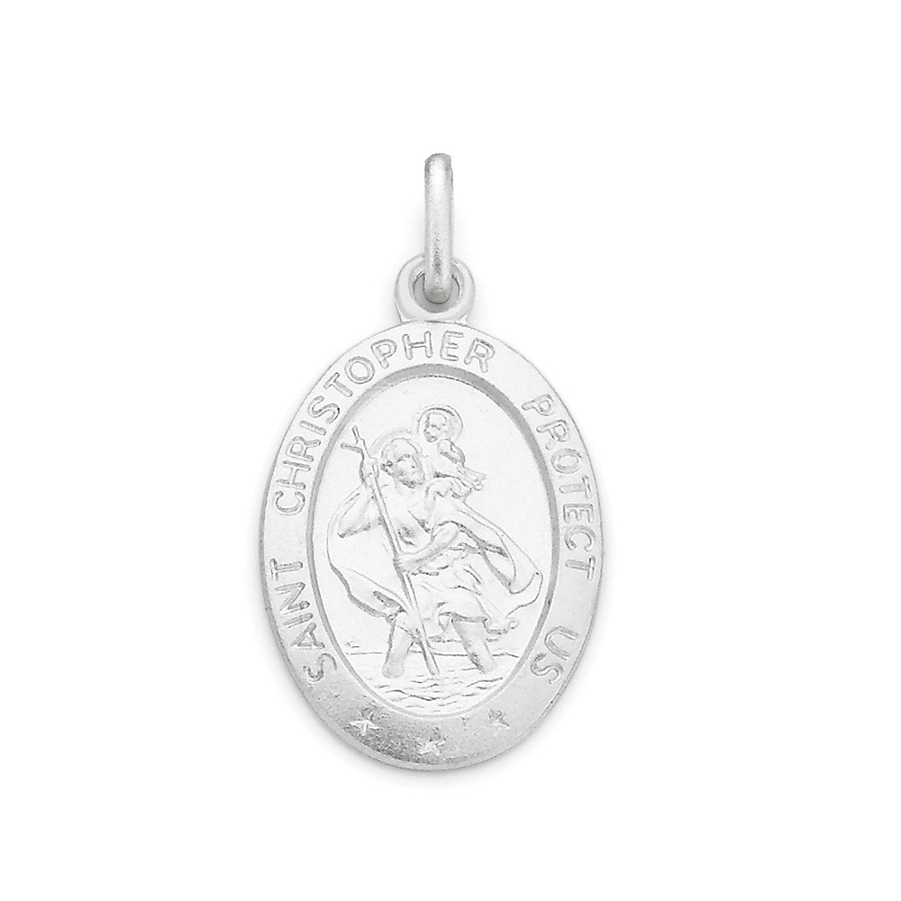 Sterling Silver St Christopher Oval Gents Medal