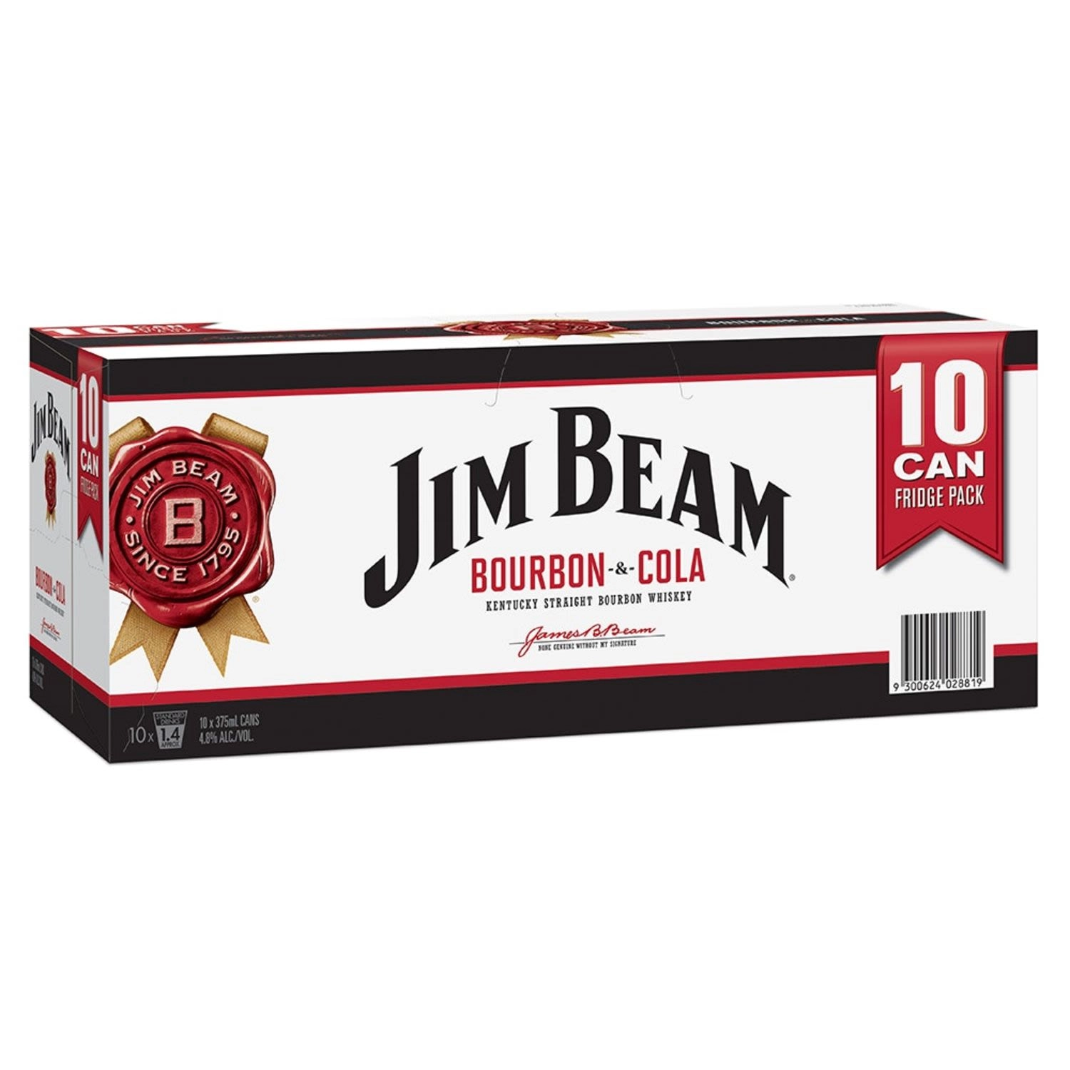 Jim Beam White & Cola Can 375ml 10 Pack