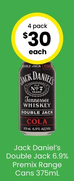 Jack Daniel's Double Jack & Cola Can 375ml 4 Pack