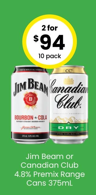 Jim Beam White & Cola Can 375ml 10 Pack