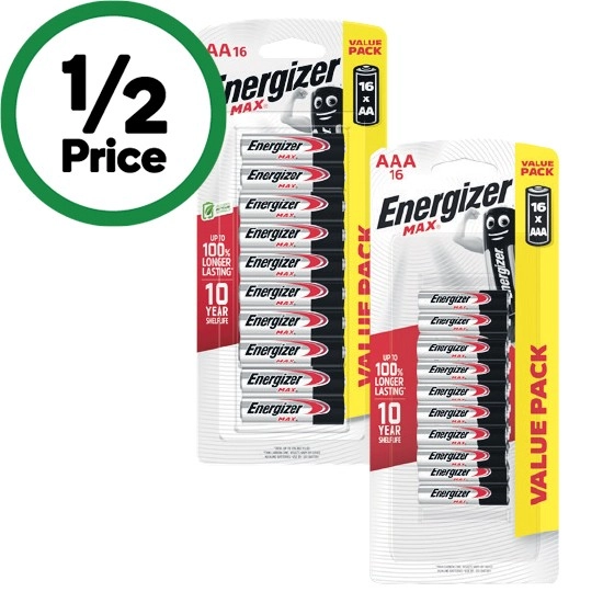 Energizer Max Batteries AA or AAA Pk 16