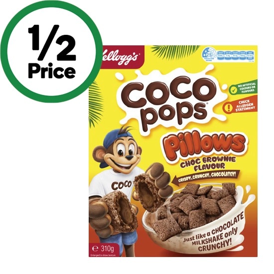 Kellogg’s Coco Pops Pillows Brownie Cereal 310g