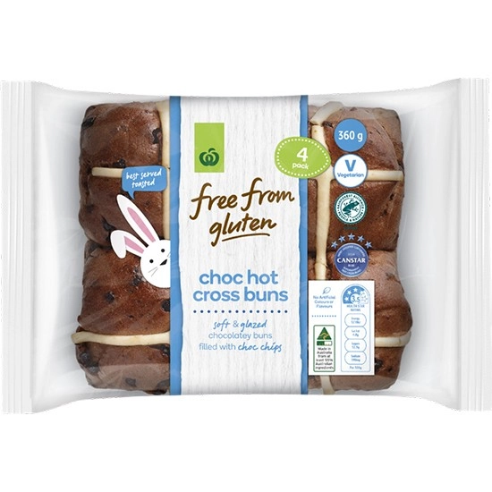 Woolworths Free From Gluten Hot Cross Bun Varieties Pk 4