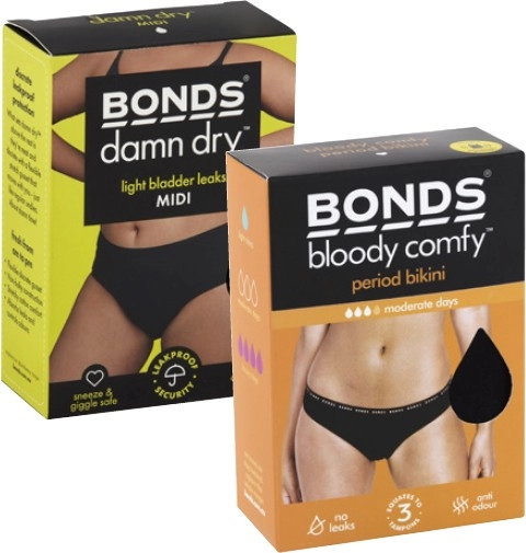 Bonds Bloody Comfy Period Bikini or Damn Dry Underwear Assorted Sizes 1 Pack