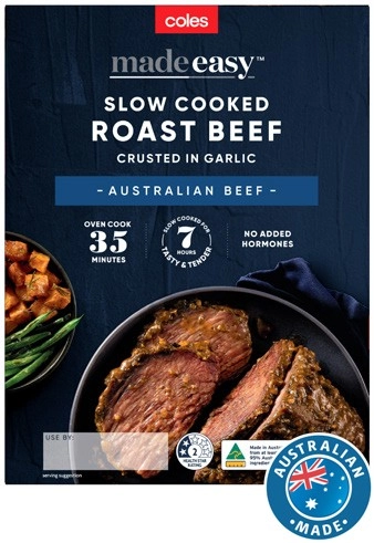 Coles Made Easy Slow Cooked Roast Beef Crusted in Garlic 700g