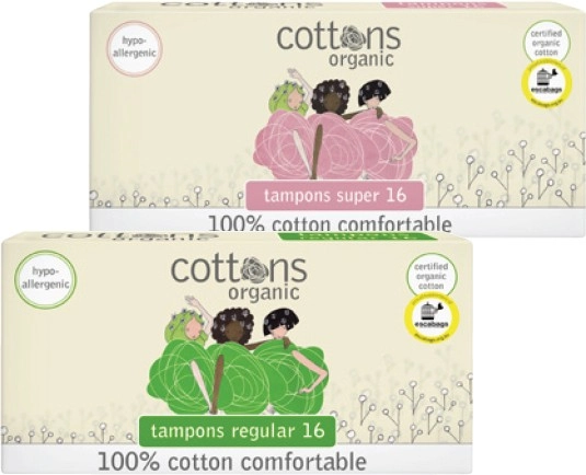 Cottons Organic Regular or Super Tampons 16 Pack