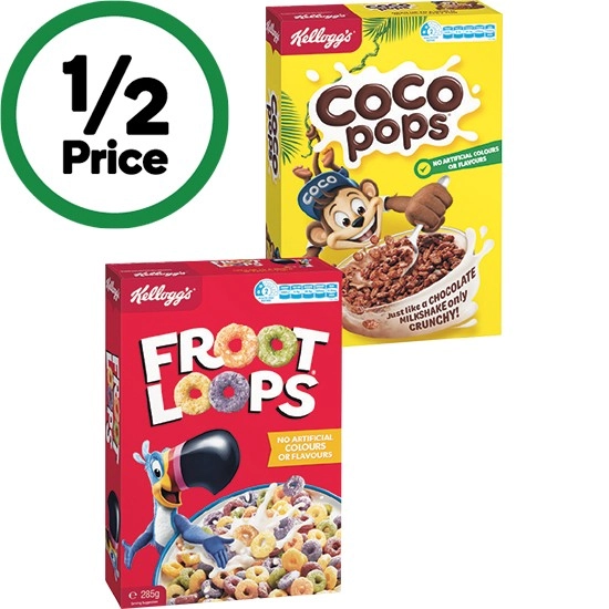 Kellogg’s Coco Pops 375g or Froot Loops 285g