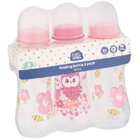 Little One’s Feeding Bottles 250ml Pk 3