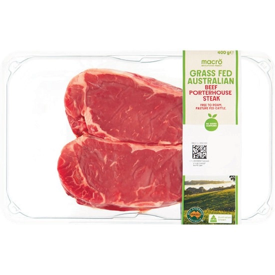 Macro Australian Grass Fed Beef Porterhouse Steaks 400g