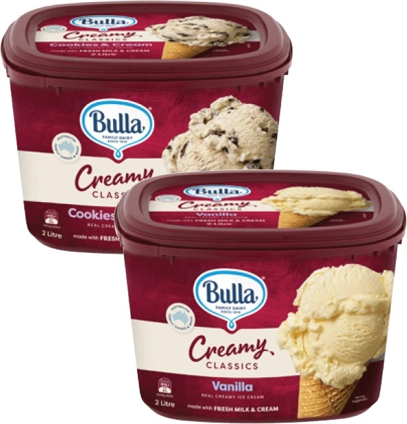 Bulla Creamy Classic Ice Cream Tub 2 Litre