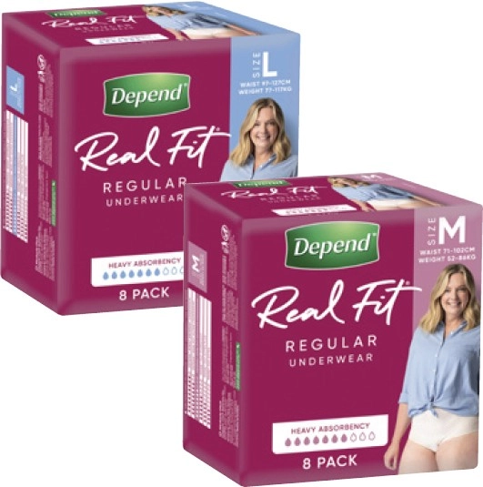 Depend Real Fit Incontinence Underwear For Women Medium or Large 8 Pack