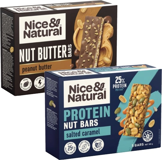 Nice & Natural Protein or Active Bars 125g-175g