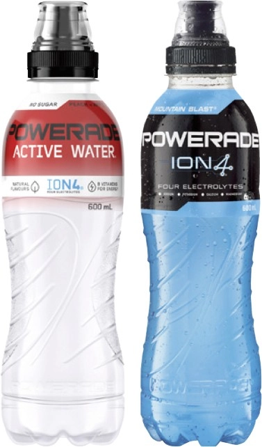 Powerade Sports Drink or Active Water 600mL