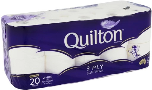 Quilton 3-Ply Softness White Toilet Tissue 20 Pack