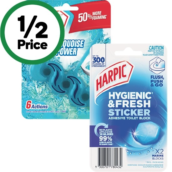 Harpic Fresh Power Toilet Rim Block Pk 1 or Harpic Hygienic & Fresh Toilet Stickers Pk 2