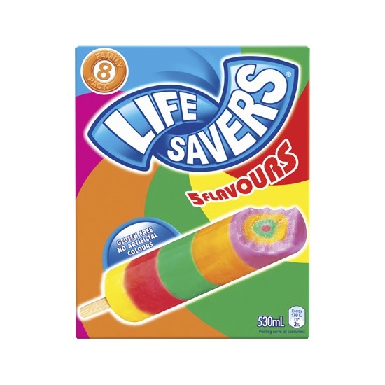 Peters Lifesavers Icy Poles 530ml Pk 8