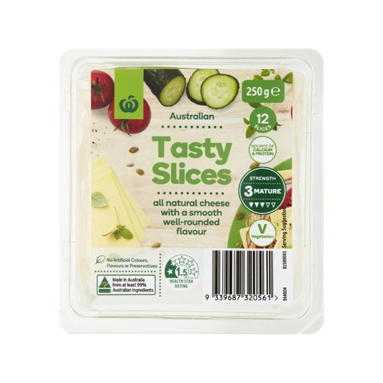 Woolworths Tasty Cheese Slices 250g – From the Fridge