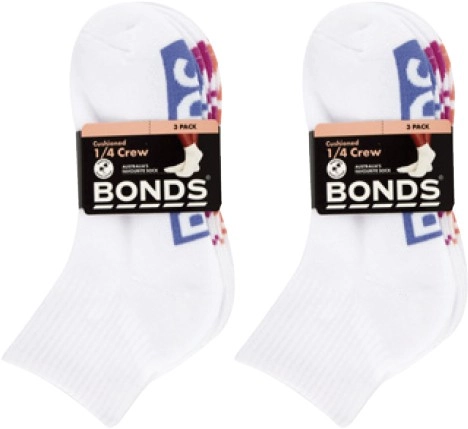 Bonds Women's Quarter Crew Socks 3 Pack