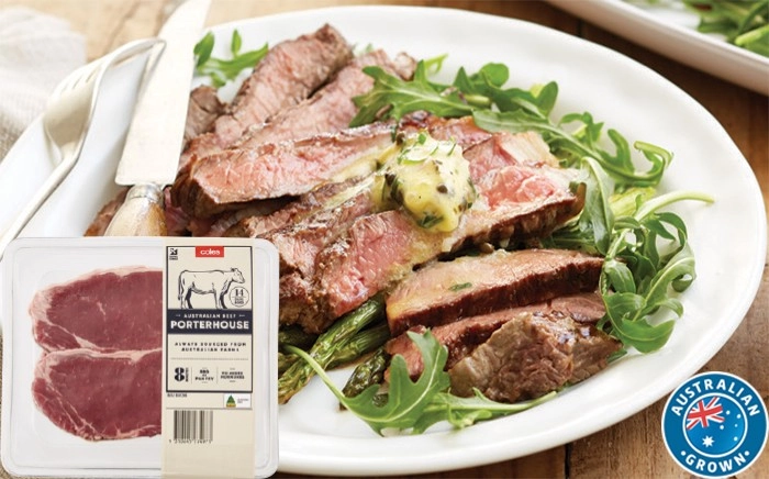 Coles Australian No Added Hormones Beef Porterhouse Steak 2 Pack 450g