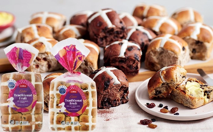 Coles Hot Cross Buns 3 Pack, 6 Pack or 9 Pack