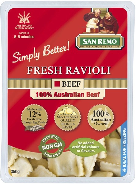 San Remo Fresh Beef Ravioli 350g