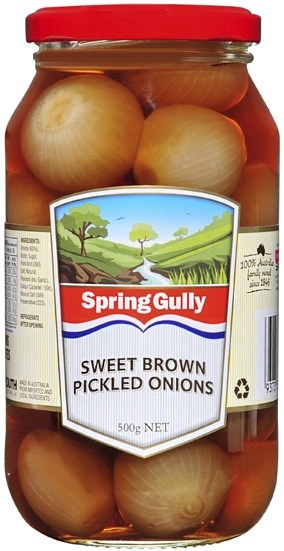 Spring Gully Pickled Brown Onions 500g