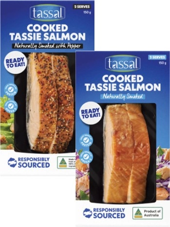 Tassal Hot Smoked Salmon Natural or Peppercorn 150g