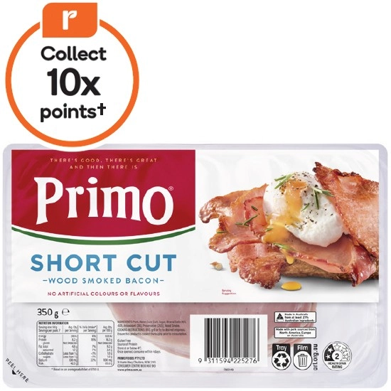 Primo Short Cut Rindless Bacon 350g