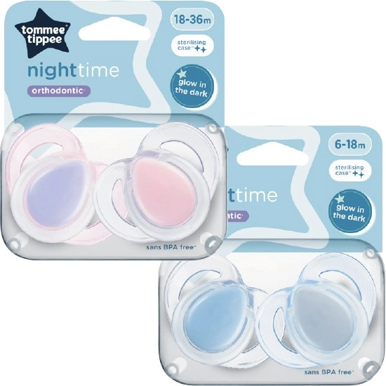 Tommee Tippee Night Time Silicone Soothers Pk 2 – Assorted