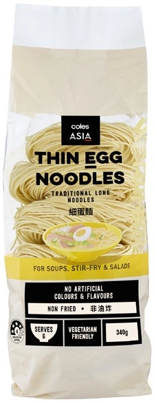 Coles Asia Thin Egg Noodles 340g