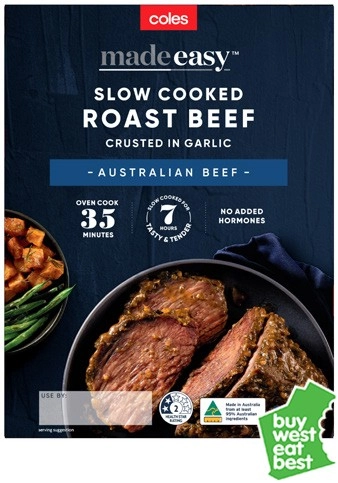 Coles Made Easy Slow Cooked Roast Beef Crusted in Garlic 700g