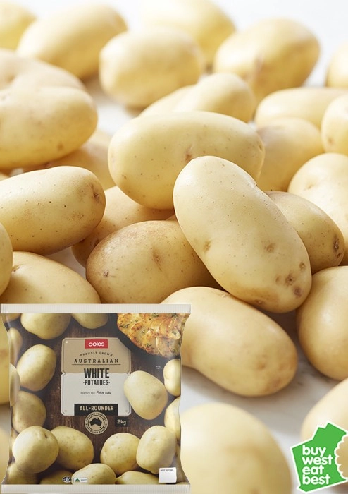 Coles West Australian Washed White Potatoes 2kg Bag