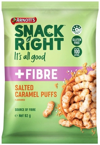 NEW Arnott's Snack Right Salted Caramel Puffs 92g