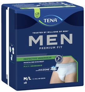 Tena For Men Incontinence Pants Premium Fit Maxi Size M/L 8 Pack