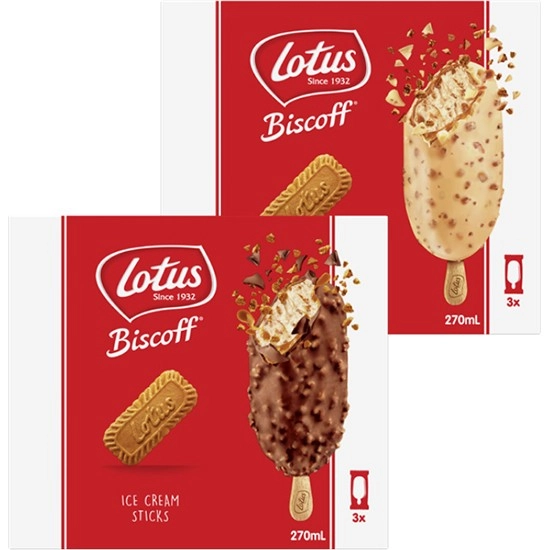 Biscoff Ice Cream Sticks 270ml Pk 3